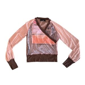 Vintage Cop Copine Wrap Style Lace Mesh Top